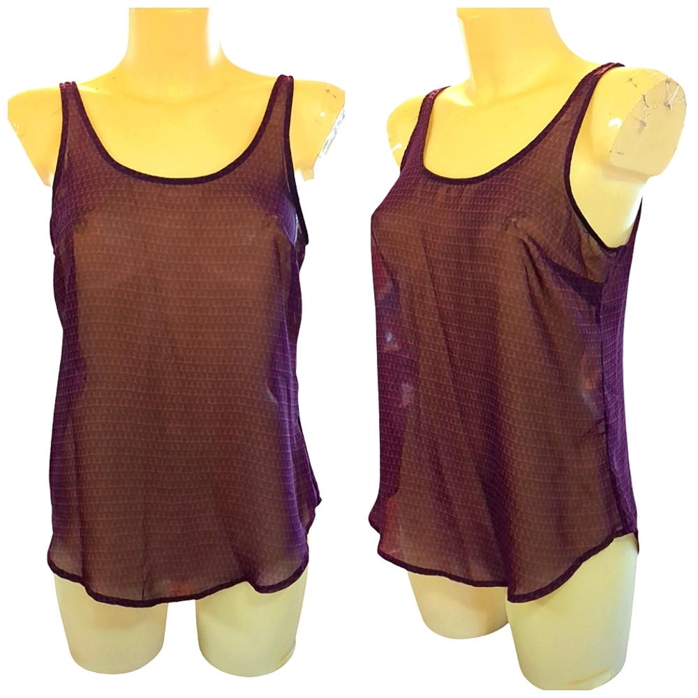 ❗$1 Bundled❗OLD NAVY Purple and Black Patterned Sheer Tank Top